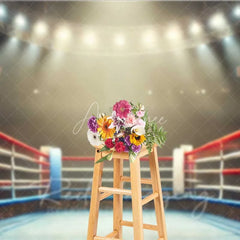 Aperturee - Aperturee Boxing Ring Ropes Arena Photography Backdrop Wrestling Match Stadium Light Stage Background