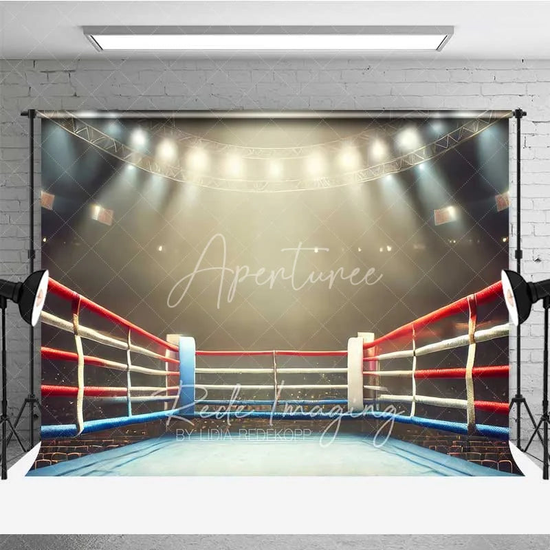 Aperturee - Aperturee Boxing Ring Ropes Arena Photography Backdrop Wrestling Match Stadium Light Stage Background