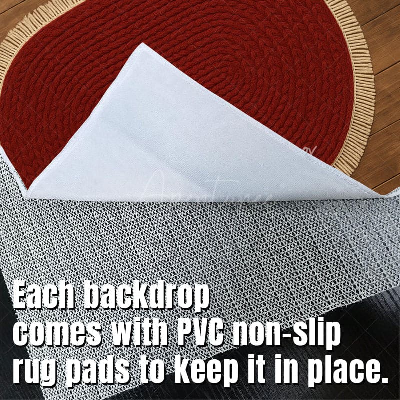Aperturee - Aperturee Braided Marroon Rug Fabric Floor Backdrop For Photo