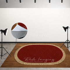 Aperturee - Aperturee Braided Marroon Rug Fabric Floor Backdrop For Photo