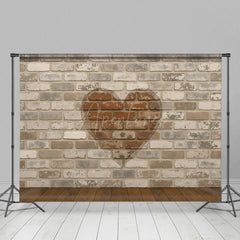 Aperturee - Aperturee Brick Heart Retro Wall Sweet Wood Wedding Backdrop