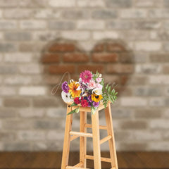 Aperturee - Aperturee Brick Heart Retro Wall Sweet Wood Wedding Backdrop