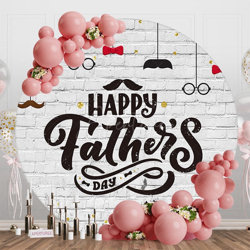 Aperturee - Aperturee Brick Wall Gold Glitter Round Fathers Day Backdrop