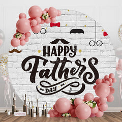 Aperturee - Aperturee Brick Wall Gold Glitter Round Fathers Day Backdrop