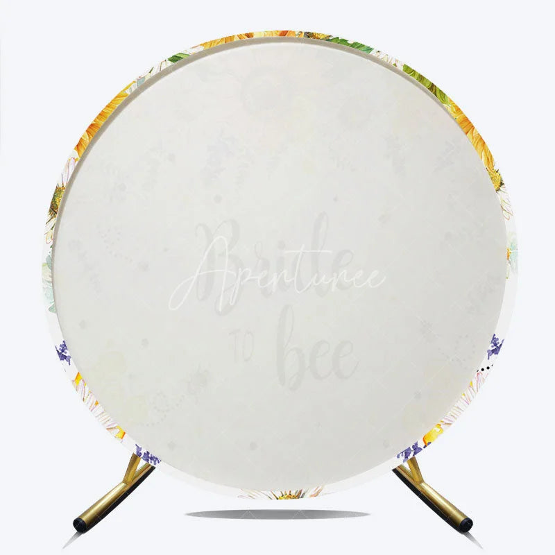 Aperturee - Aperturee Bride to Bee Floral Round Backdrop with Sunflowers and Daisies Yellow White Bridal Shower Party Decor