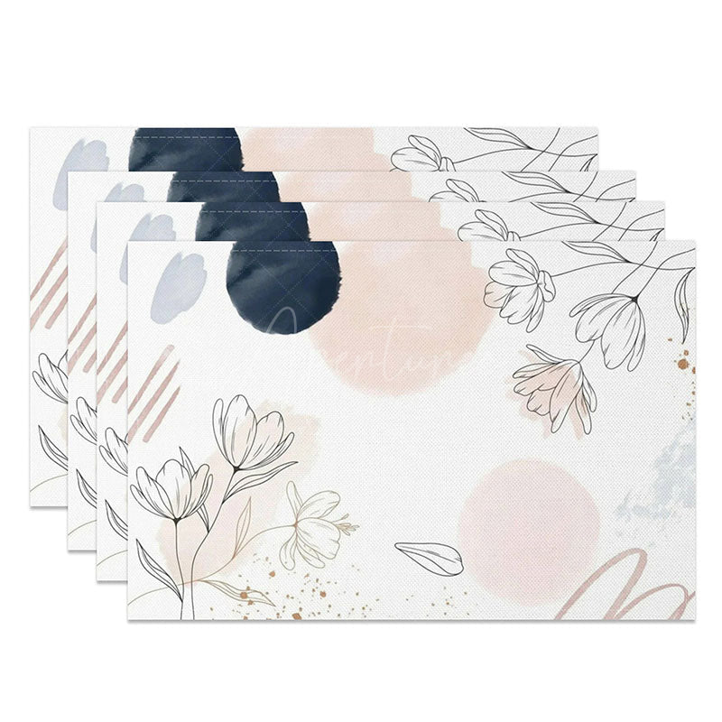 Aperturee - Aperturee Bright and Fresh Floral Placemats Set of 4 Sweet Colorful Design for Spring and Summer Dining Table