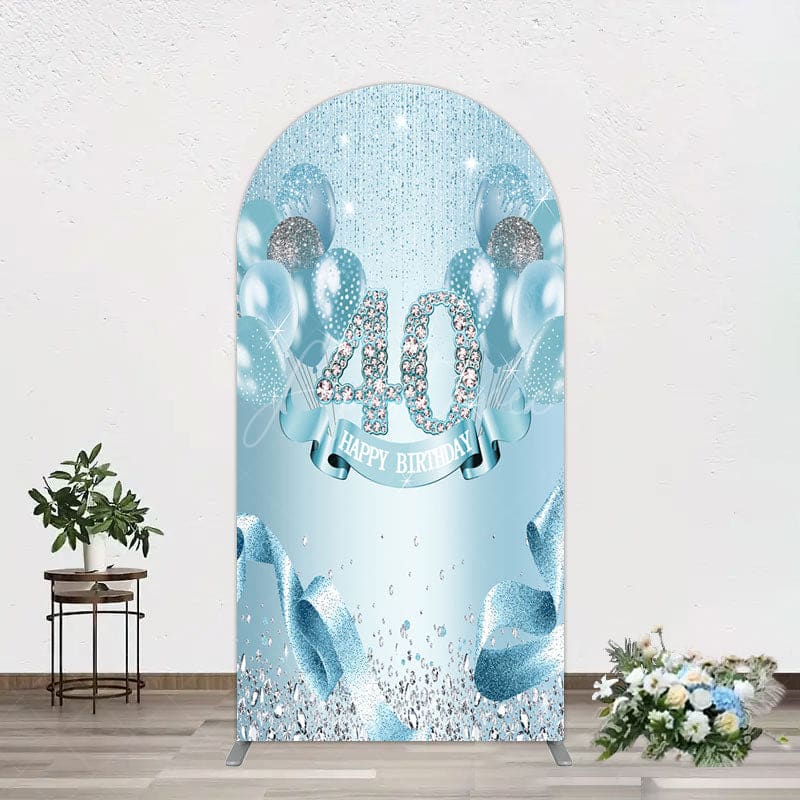 Aperturee - Aperturee Bright Blue Glitter Balloon Birthday Arch Backdrop