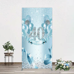 Aperturee - Aperturee Bright Blue Glitter Balloon Birthday Rectangle Backdrop