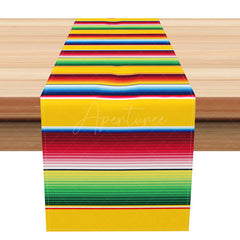 Aperturee - Aperturee Bright Mexican Stripe Table Runner for Fiesta Decor Colorful Serape for Cinco de Mayo Taco Tuesday Party