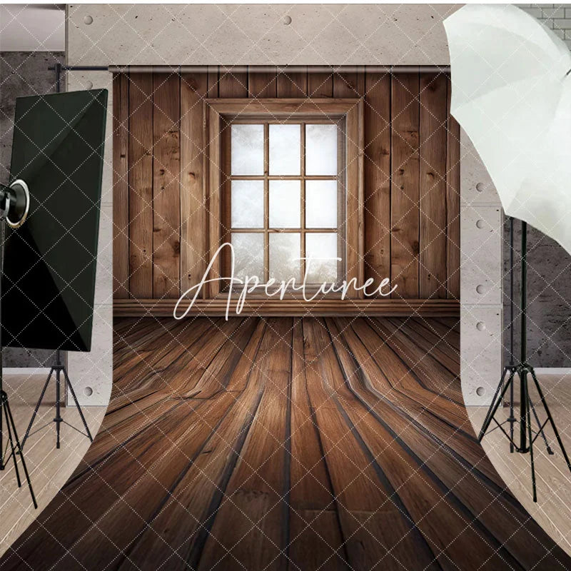 Aperturee - Aperturee Bright Retro Wooden Cabin Window Photo Sweep Backdrop