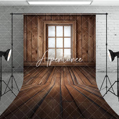 Aperturee - Aperturee Bright Retro Wooden Cabin Window Photo Sweep Backdrop