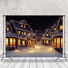 Aperturee - Aperturee Bright Village At Night Christmas Photo Backdrop