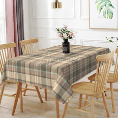 Aperturee - Aperturee Brown and Beige Plaid Rectangle Tablecloth Classic Earth Tone Tartan Rustic Farmhouse Kitchen Dining Decor
