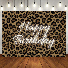 Aperturee - Aperturee Brown and Black Leopard Print Happy Birthday Backdrop Wild Animal Pattern Theme Party Decoration