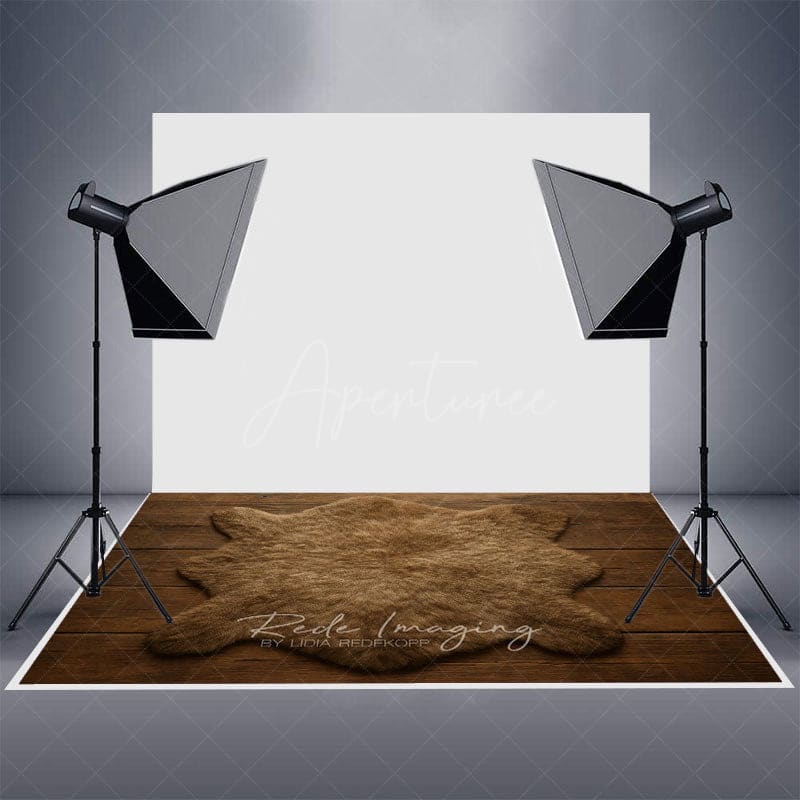 Aperturee - Aperturee Brown Carpet Wood Soft Rubber Floor Mat For Photo