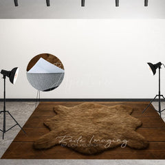Aperturee - Aperturee Brown Carpet Wooden Fabric Floor Backdrop For Photo