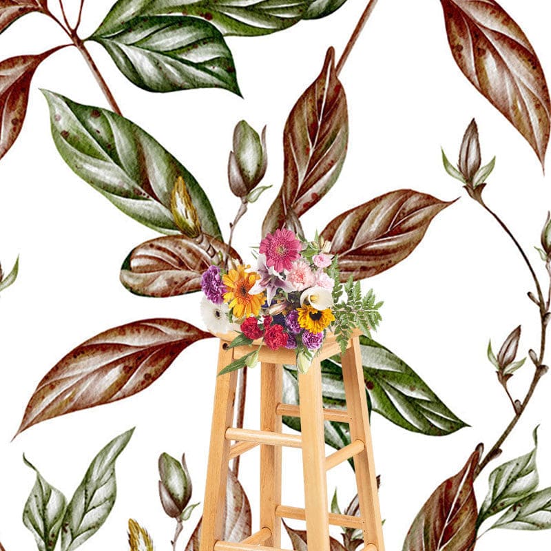 Aperturee - Aperturee Brown Green Leaves Simple Fine Art Photo Backdrop
