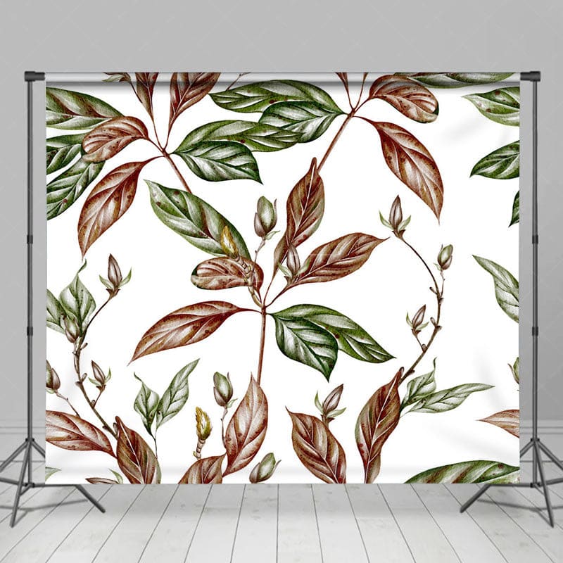 Aperturee - Aperturee Brown Green Leaves Simple Fine Art Photo Backdrop