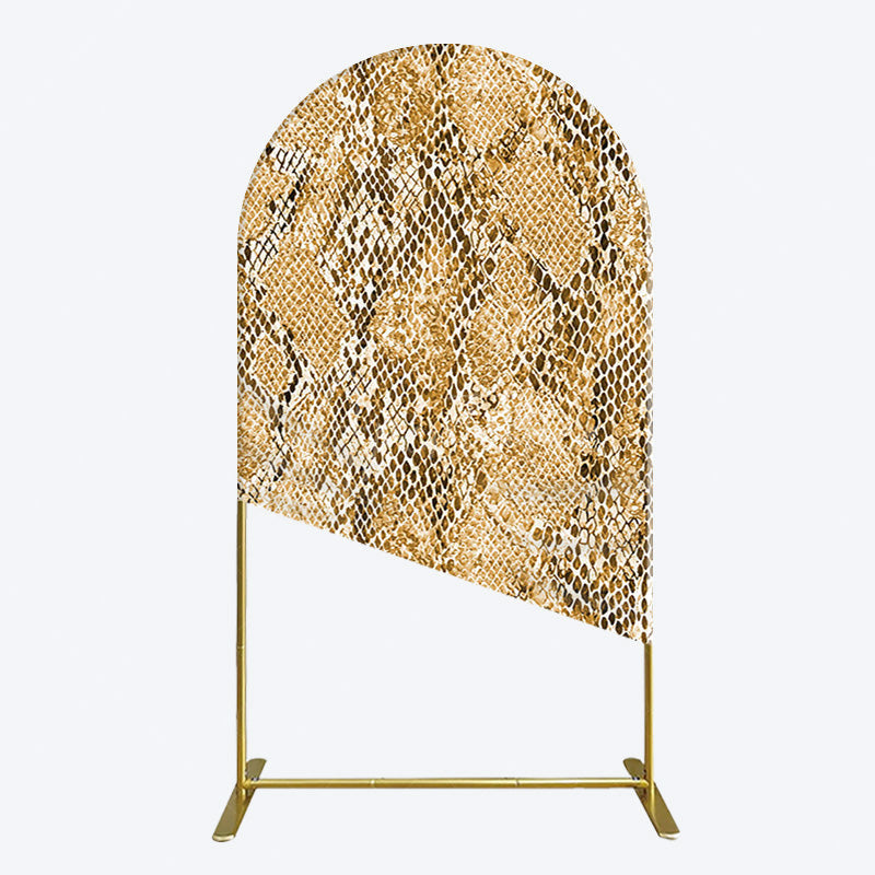 Aperturee - Aperturee Brown Python Skin Pattern Happy Birthday Arch Backdrop