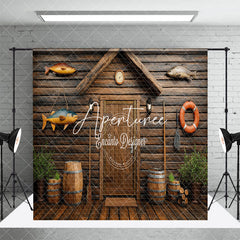 Aperturee - Aperturee Brown Retro Wooden Fishing Cabin Room Set Backdrop
