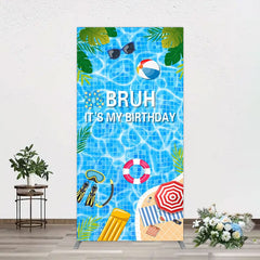 Aperturee - Aperturee Bruh Its My Birthday Sweet Pool Party Rectangle Backdrop