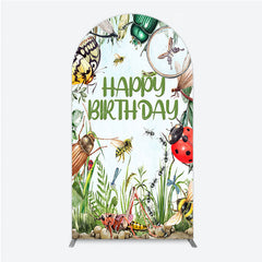Aperturee - Aperturee Bug Themed Happy Birthday Arch Backdrop Insect Explorer with Magnifying Glass Kids Garden Party Decor