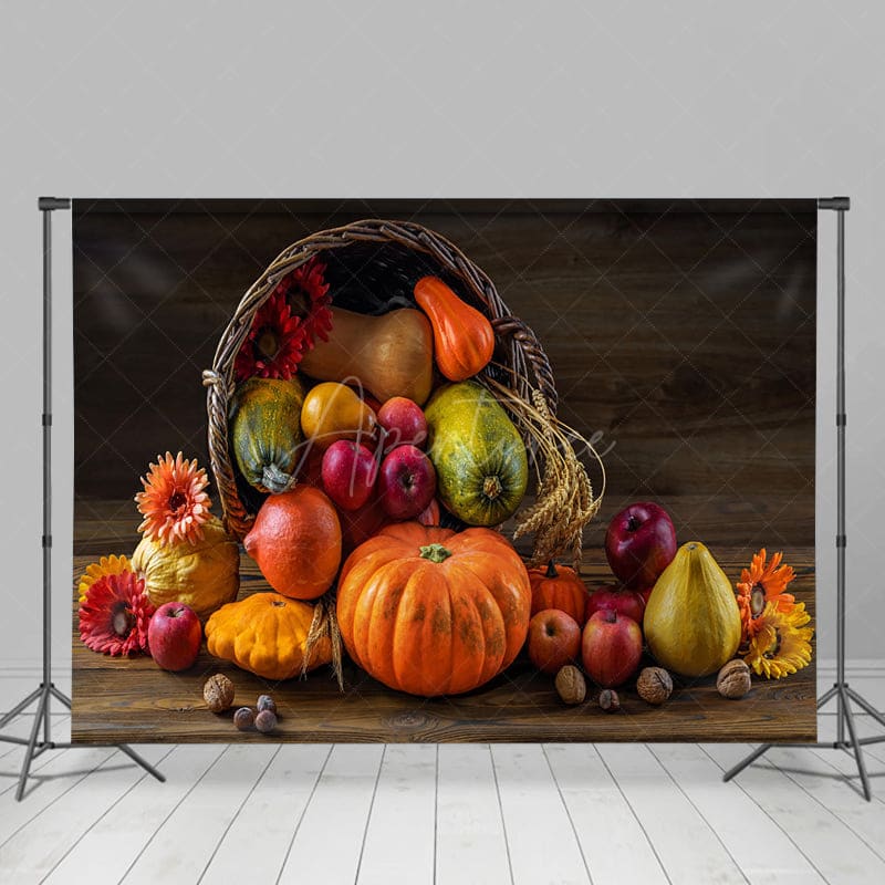 Aperturee - Aperturee Bumper Harvest Wooden Simple Vibe Autumn Backdrop