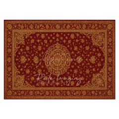 Aperturee - Aperturee Burgundy Baroque Pattern Rubber Floor Mat For Photo