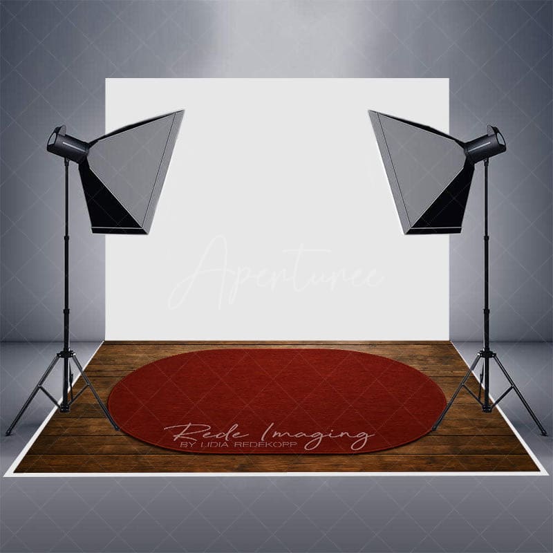 Aperturee - Aperturee Burgundy Oval Carpets Rubber Floor Mat For Photo
