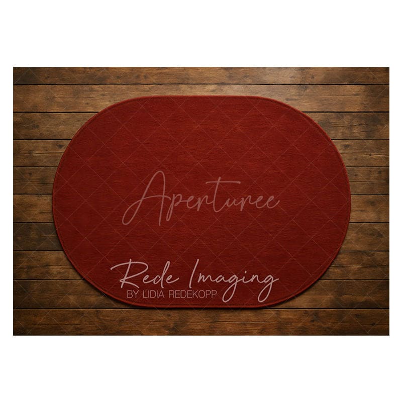 Aperturee - Aperturee Burgundy Oval Carpets Rubber Floor Mat For Photo