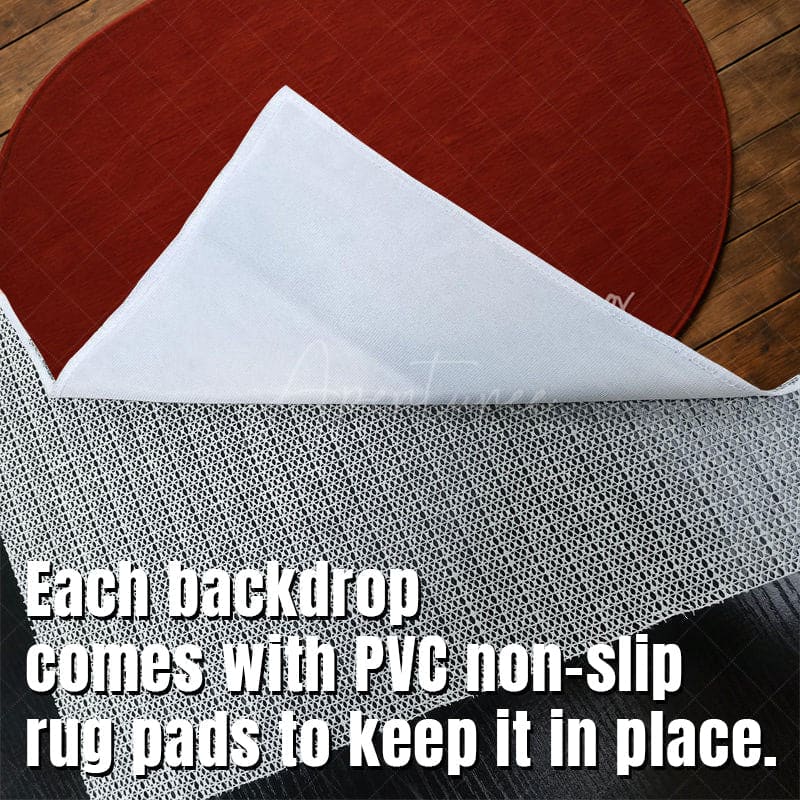 Aperturee - Aperturee Burgundy Oval Rug Fabric Floor Backdrop For Photo