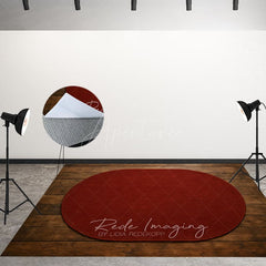 Aperturee - Aperturee Burgundy Oval Rug Fabric Floor Backdrop For Photo