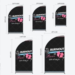 Aperturee - Aperturee Burnout or Bows Gender Reveal Half Moon Arch Backdrop What Will Baby Be Racing and Bows Baby Shower Background