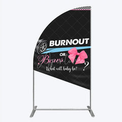 Aperturee - Aperturee Burnout or Bows Gender Reveal Half Moon Arch Backdrop What Will Baby Be Racing and Bows Baby Shower Background