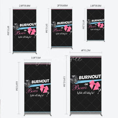 Aperturee - Aperturee Burnout or Bows Gender Reveal Rectangle Backdrop What Will Baby Be Racing and Bows Baby Shower Background
