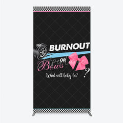 Aperturee - Aperturee Burnout or Bows Gender Reveal Rectangle Backdrop What Will Baby Be Racing and Bows Baby Shower Background