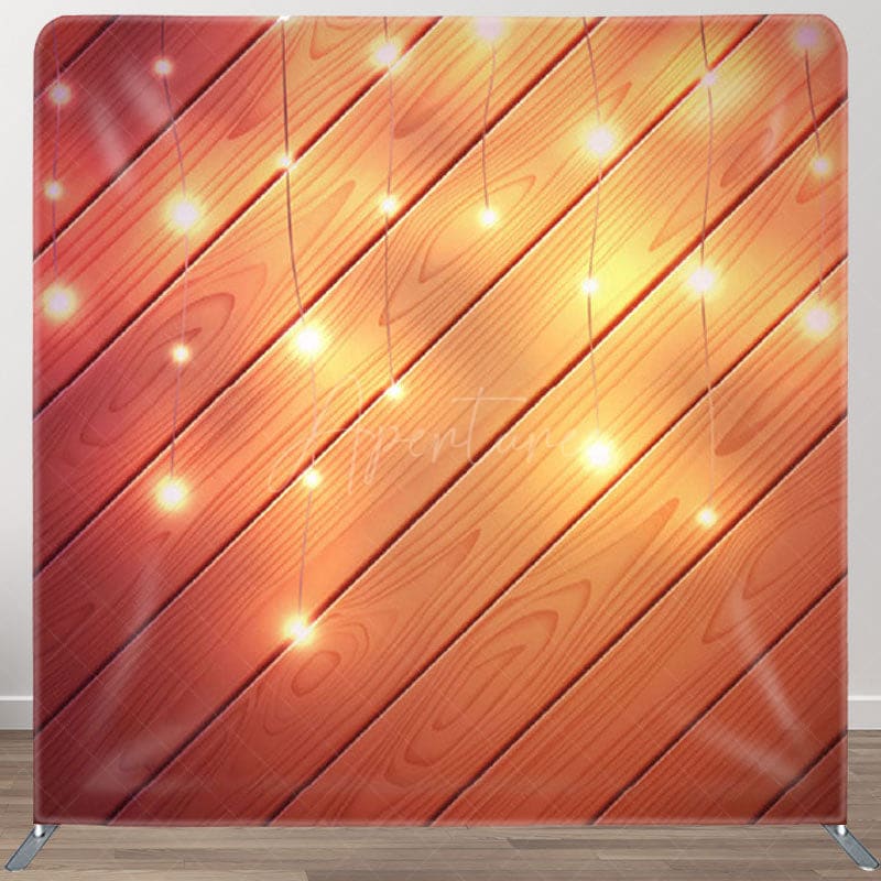 Aperturee - Aperturee Burnt Orange Wooden Lights Backdrop Cover For Decor