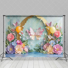 Aperturee - Aperturee Butterfly Colorful Floral Aesthetic Photo Backdrop