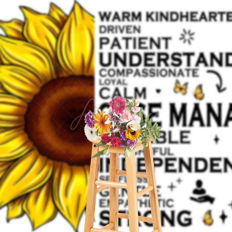 Aperturee - Aperturee Butterfly Sunflower Sweet Hearts And Hands Backdrop