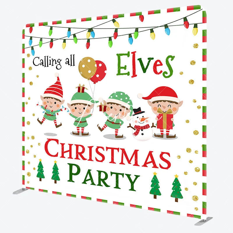 Aperturee - Aperturee Calling All Elves Christmas Pillow Case Backdrop