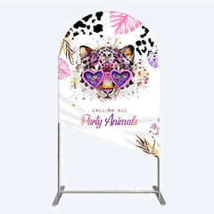 Aperturee - Aperturee Calling All Party Animals Arch Backdrop Wild Leopard Pink Glasses Safari Decor