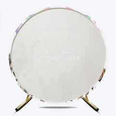 Aperturee - Aperturee Calling All Party Animals Round Backdrop Watercolor Farm Animals Birthday Barnyard Photo Booth Decor for Kids