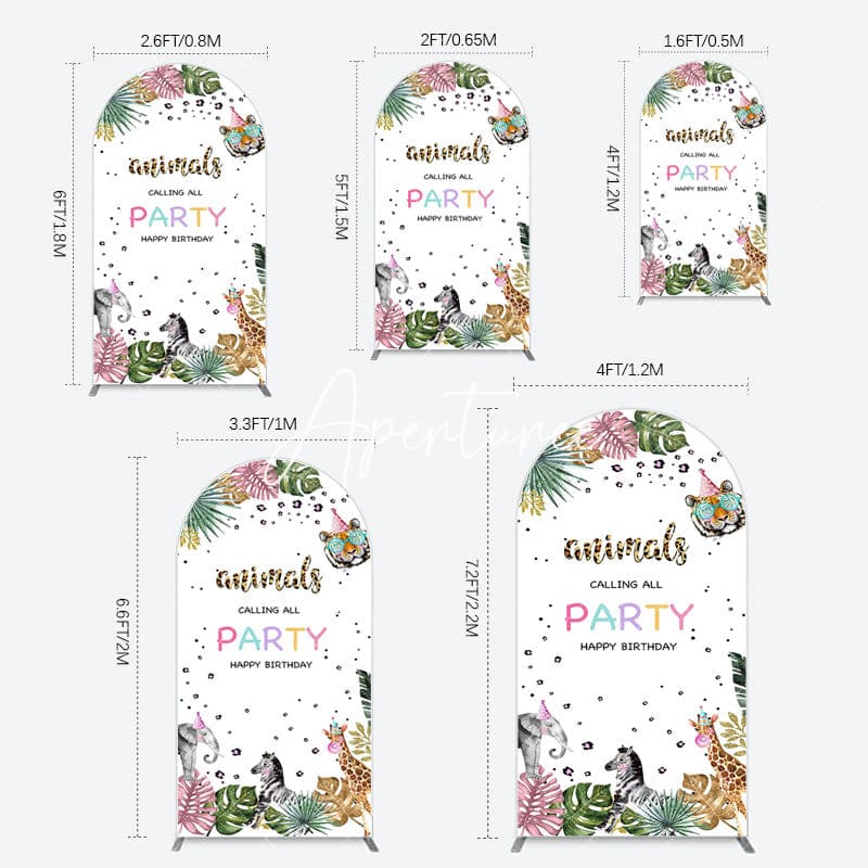 Aperturee - Aperturee Calling All Safari Animals Birthday Arch Backdrop