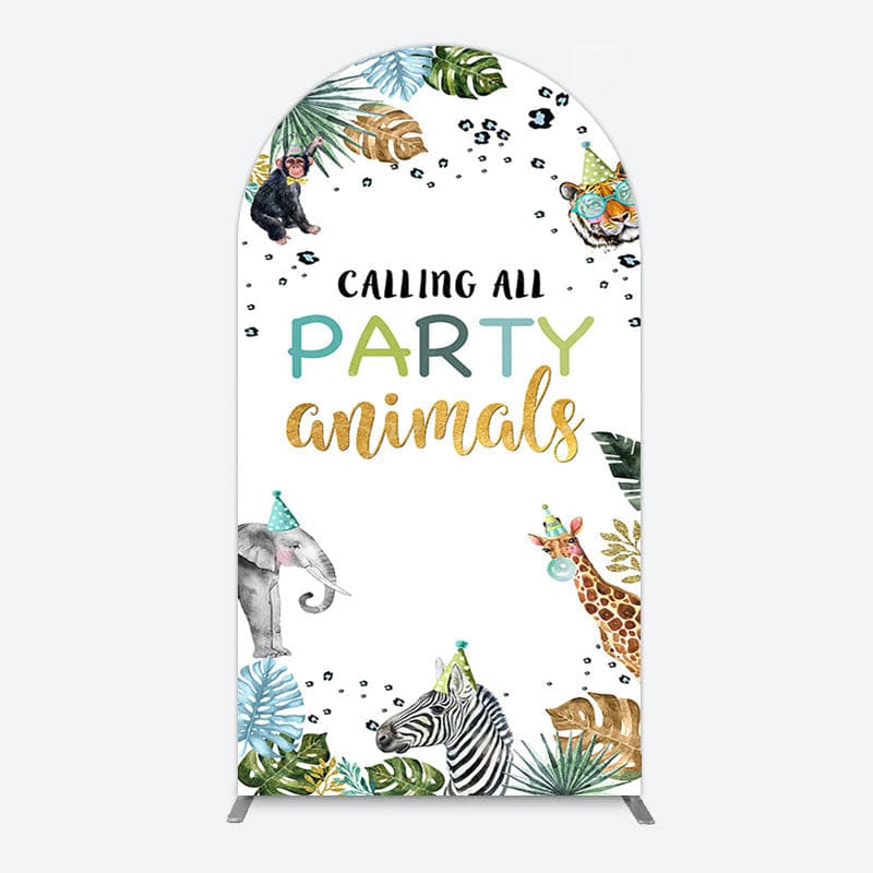Aperturee - Aperturee Calling Party Animals Jungle Birthday Arch Backdrop