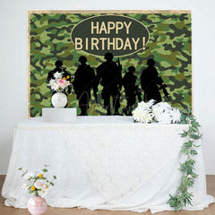 Aperturee - Aperturee Camouflage Soldier Happy Birthday Backdrop For Boy