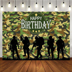 Aperturee - Aperturee Camouflage Soldier Silhouette Birthday Backdrop