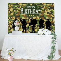 Aperturee - Aperturee Camouflage Soldier Silhouette Birthday Backdrop