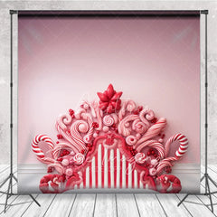 Aperturee - Aperturee Candy Cane Headboard Backdrop Pink Peppermint Background for Girl Sweet Winter Holiday Party Decoration