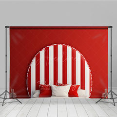 Aperturee Aperturee Candy Cane Stripe Headboard Photography Backdrop Red and White Christmas Bed Holiday Candyland Studio Photo Prop