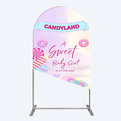 Aperturee - Aperturee Candyland Sweet Baby Girl is on the Way Arch Backdrop Pink Sweet One Donut and Candy Party Decorations